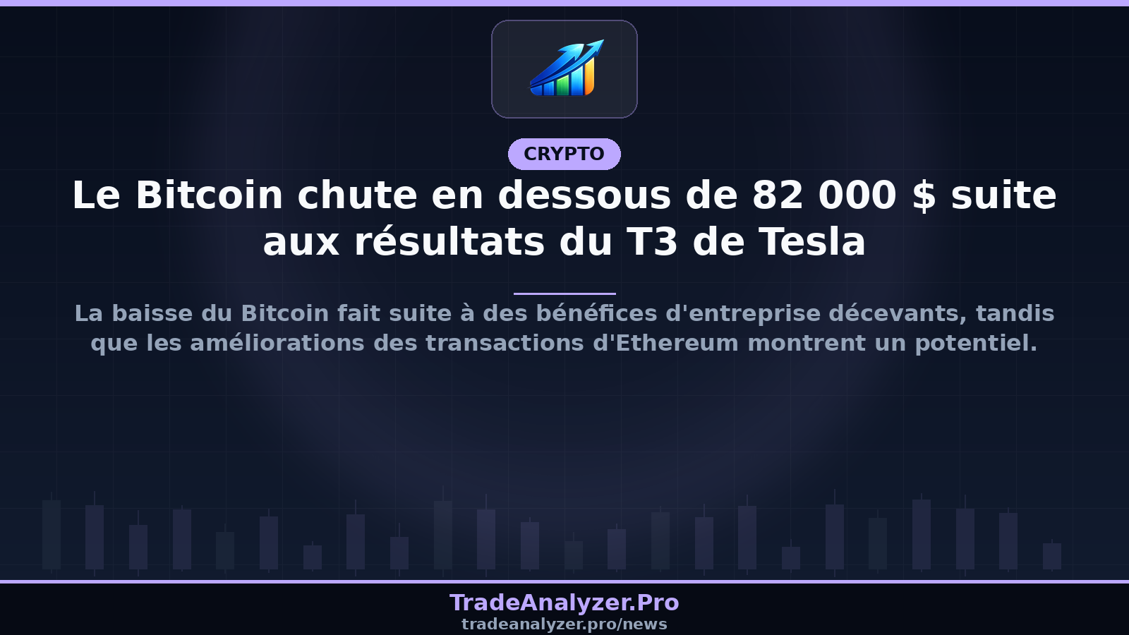 Le Bitcoin chute en dessous de 82 000 $ suite aux résultats du T3 de Tesla